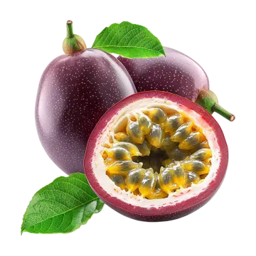 a passion fruit cut in half