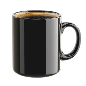 a black coffee mug on a white background