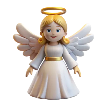 an angel with a gold halo and white dress