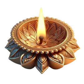 a gold candle with leaves on it