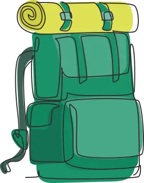 a green and yellow backpack