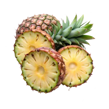 a pineapple cut in half on a white background