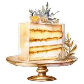 a watercolor painting of a piece of cake