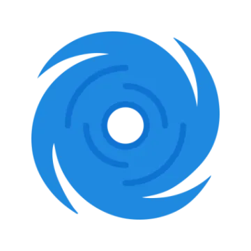 a blue circle with a white background