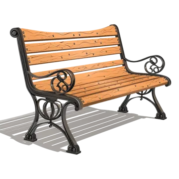 a wooden bench on a white background