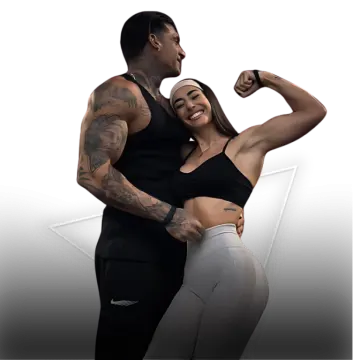 a man and woman posing for the camera
