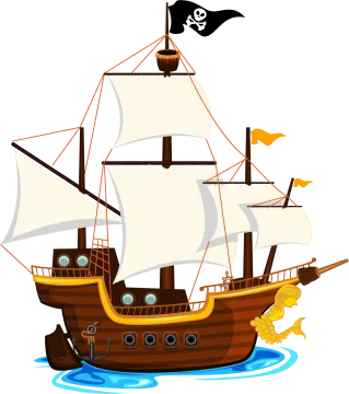 an image of a pirate ship in the water