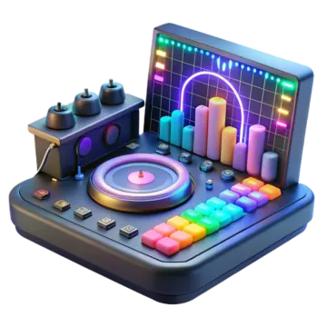 an illustration of a dj's turntable