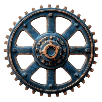 an old metal gear wheel on a white background