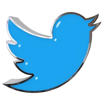 a blue twitter logo on a white background