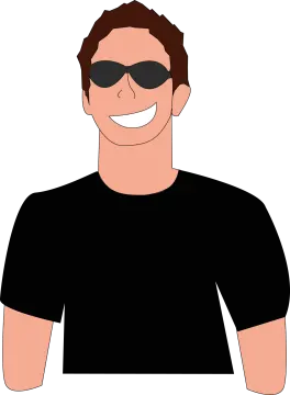 a man in a black shirt and sunglasses