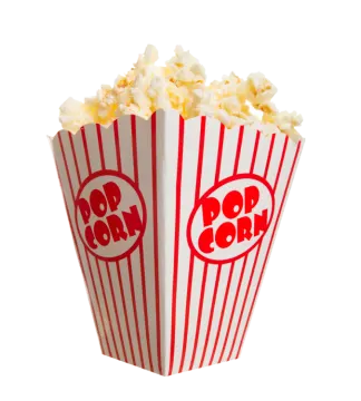 a red and white popcorn box