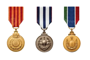 three medals on a white background