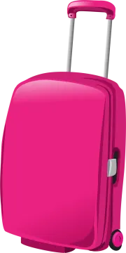 a pink suitcase with wheels