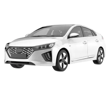 a white car with black rims on it