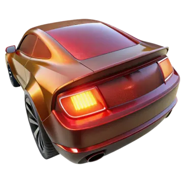 the rear view of a red sports car