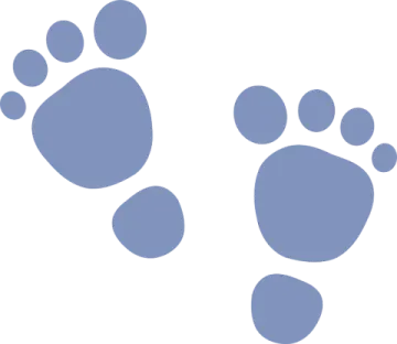 a pair of blue footprints