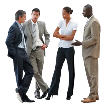 a group of business people standing in a line