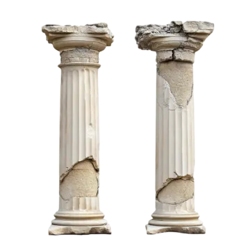 a pair of white marble columns