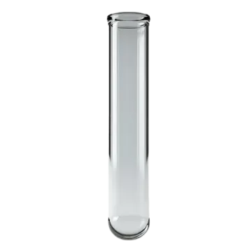 a tall glass vase with a white base