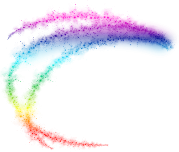 a rainbow colored powder in the shape of a circle