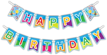 a birthday banner with the words happy birthday