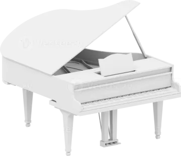 a white baby grand piano