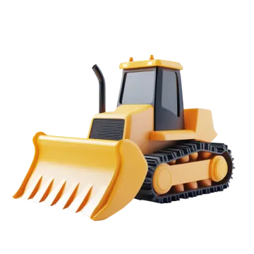 a yellow bull tractor on a white background