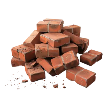 a pile of bricks on a white background