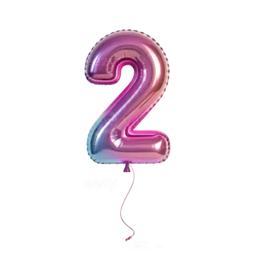 a purple and pink number 2 balloon