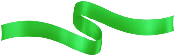 a green ribbon on a white background