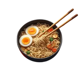 a bowl of noodles with an egg on top