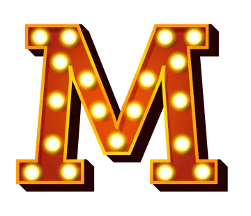 the letter m with light bulbs