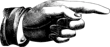 a black and white drawing of a hand pointing towards the viewer