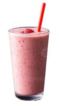 a glass filled with fruit and topped with a straw