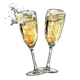 two glasses of champagne with bubbles