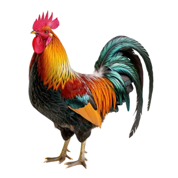 a colorful rooster on a white background