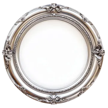 an ornate silver frame on a white background