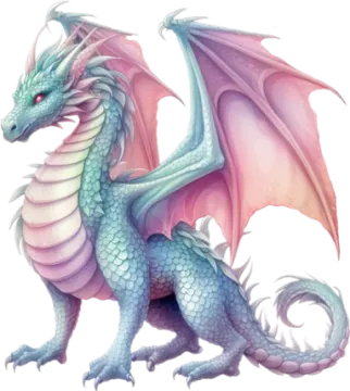 a blue dragon with pink wings