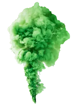 green smoke on a white background