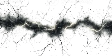 a black and white image of lightning