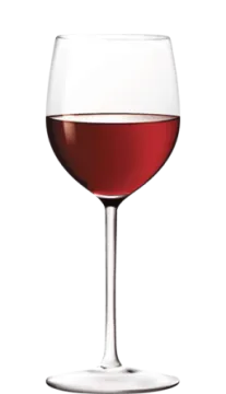a glass of red wine on a white background