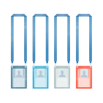 a set of three different colored id cards