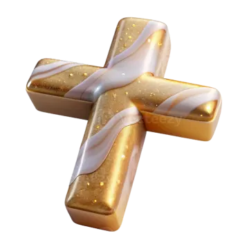 a gold and white cross on a white background