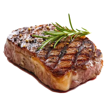 a piece of steak on a white background