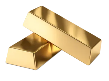 two gold bars on white background