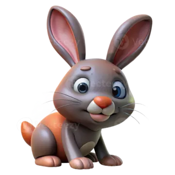 a cartoon rabbit sitting down on the ground