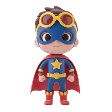 a small figure of a boy dressed as a superhero