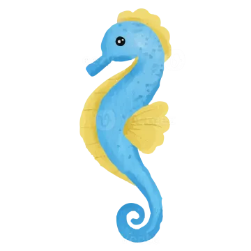 a blue and yellow seahorse
