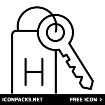 a black and white icon of a key with the word h on it